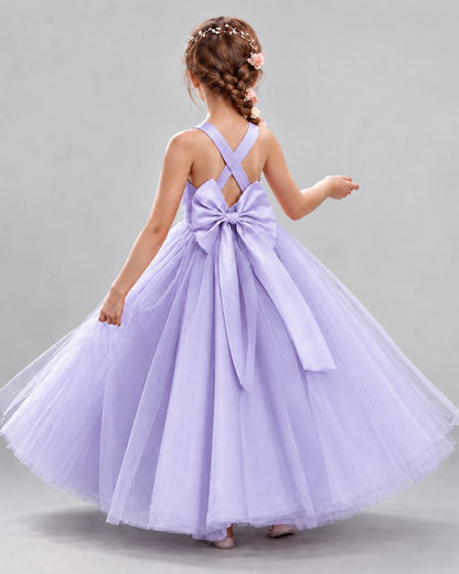 Lavender Ball Gown Flower Girl Dresses Back