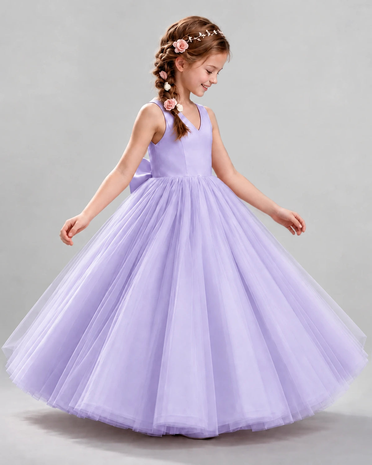 Lavender Ball Gown Flower Girl Dresses Side