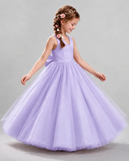 Lavender Ball Gown Flower Girl Dresses Side