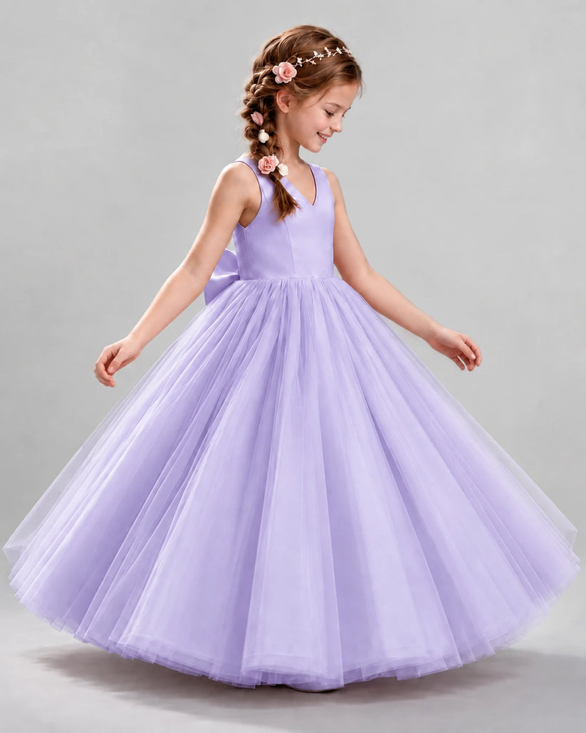 Lavender Ball Gown Flower Girl Dresses Side