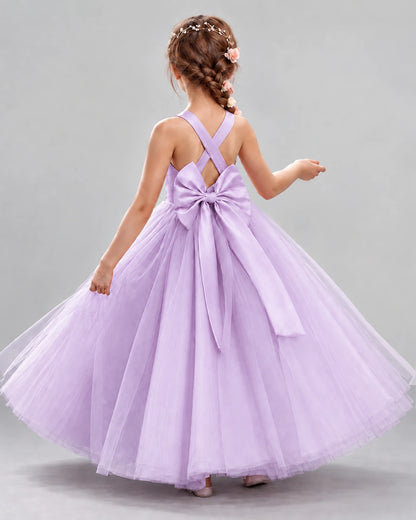 Lilac Ball Gown Flower Girl Dresses Back