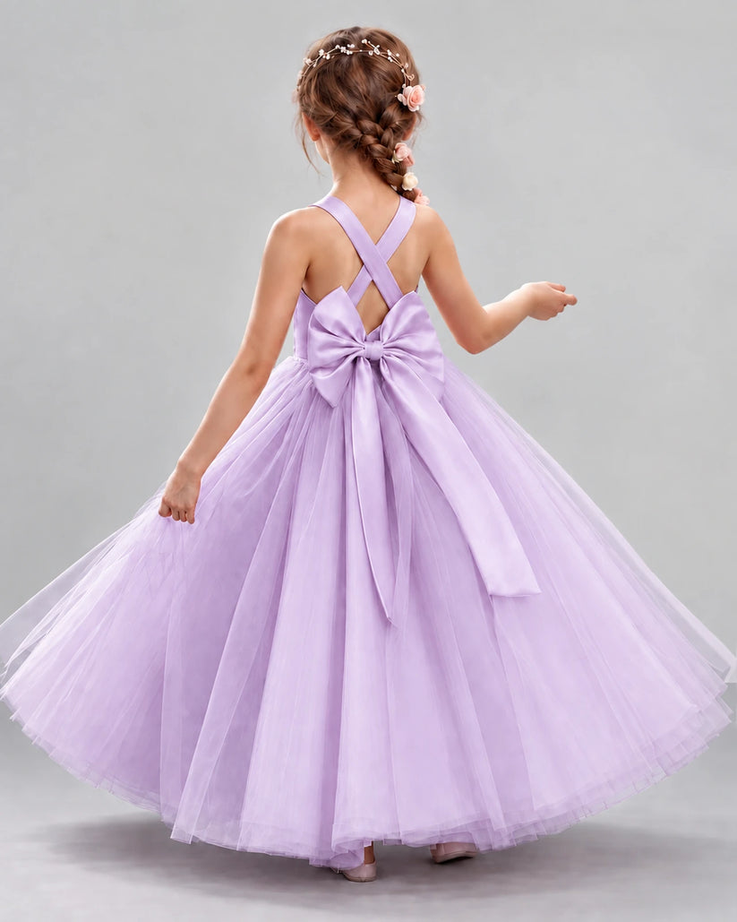 Lilac Ball Gown Flower Girl Dresses Back