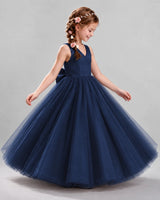 Navy Blue Ball Gown Flower Girl Dresses Side
