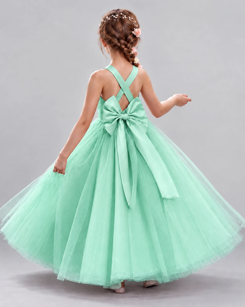 Turquoise Ball Gown Flower Girl Dresses Back