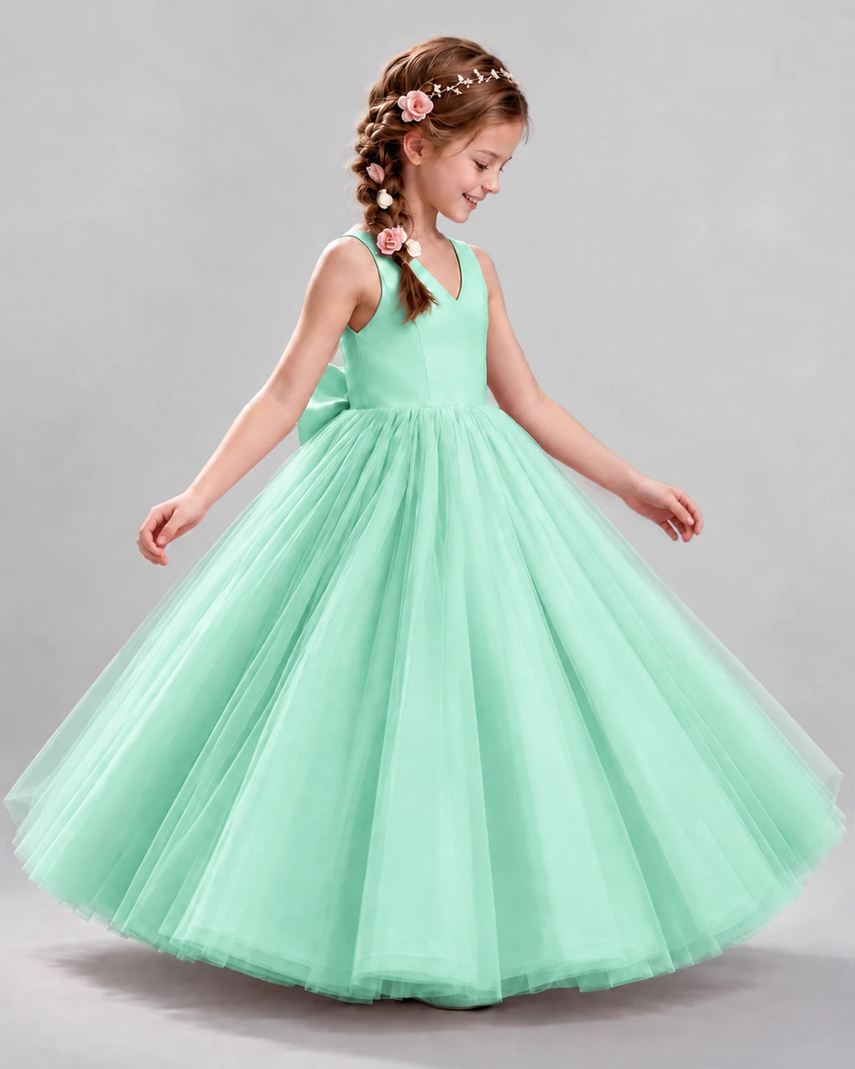 Turquoise Ball Gown Flower Girl Dresses Side