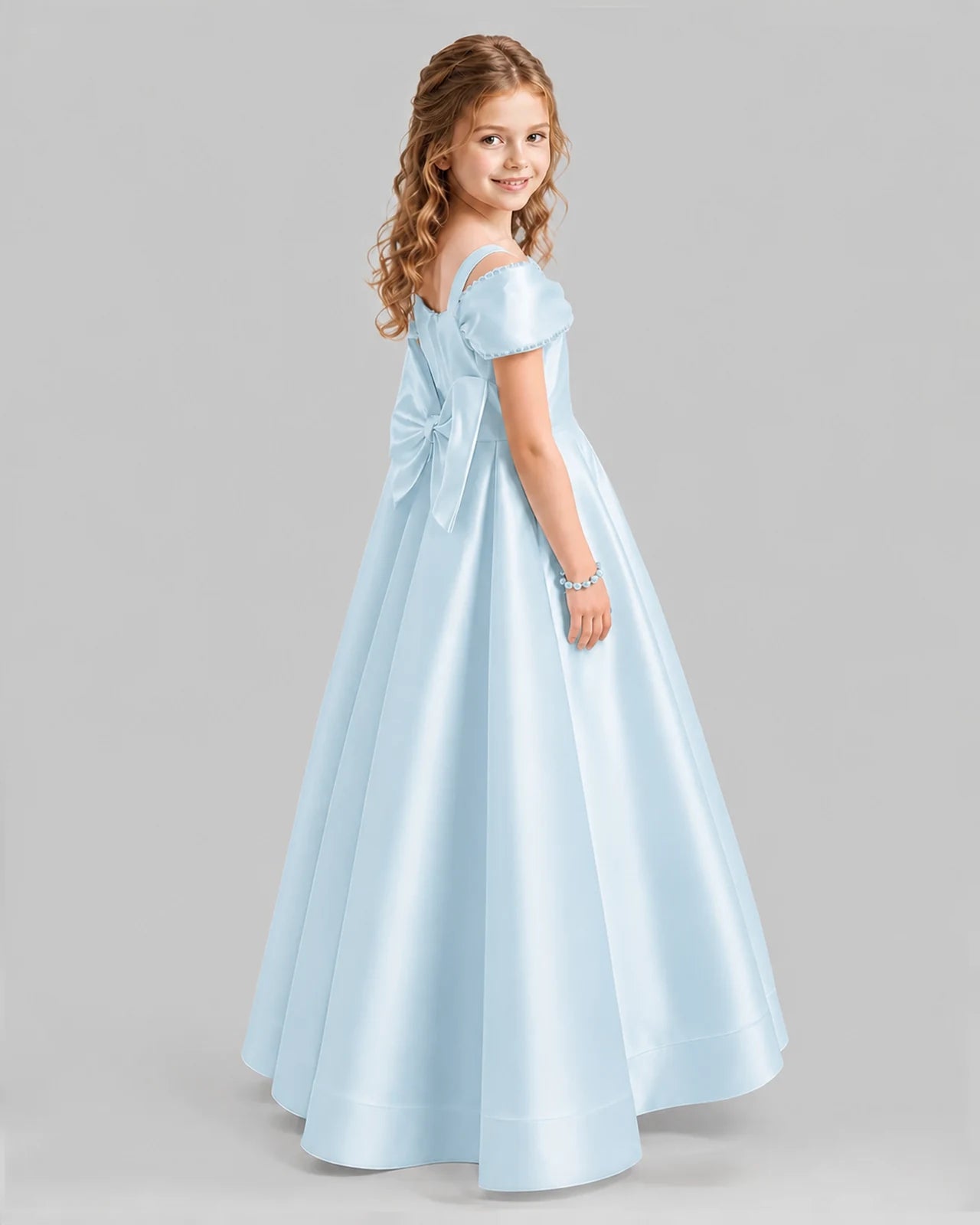 Baby Blue A-line Girls Formal Dresses Back
