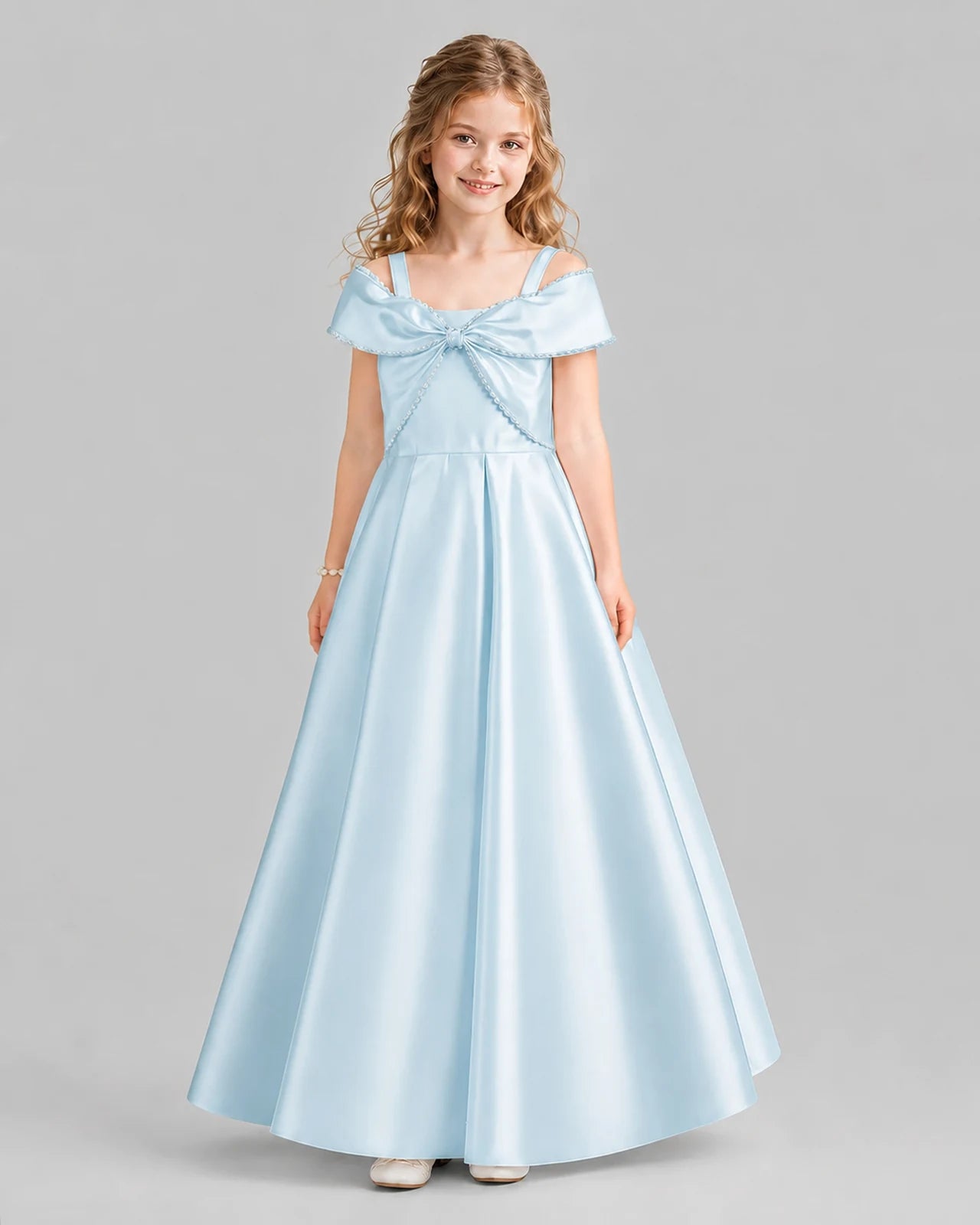 Baby Blue A-line Girls Formal Dresses Front