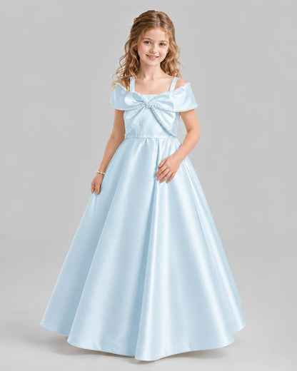 Baby Blue A-line Girls Formal Dresses Pose