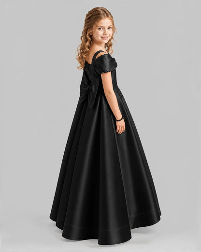 Black A-line Girls Formal Dresses Back