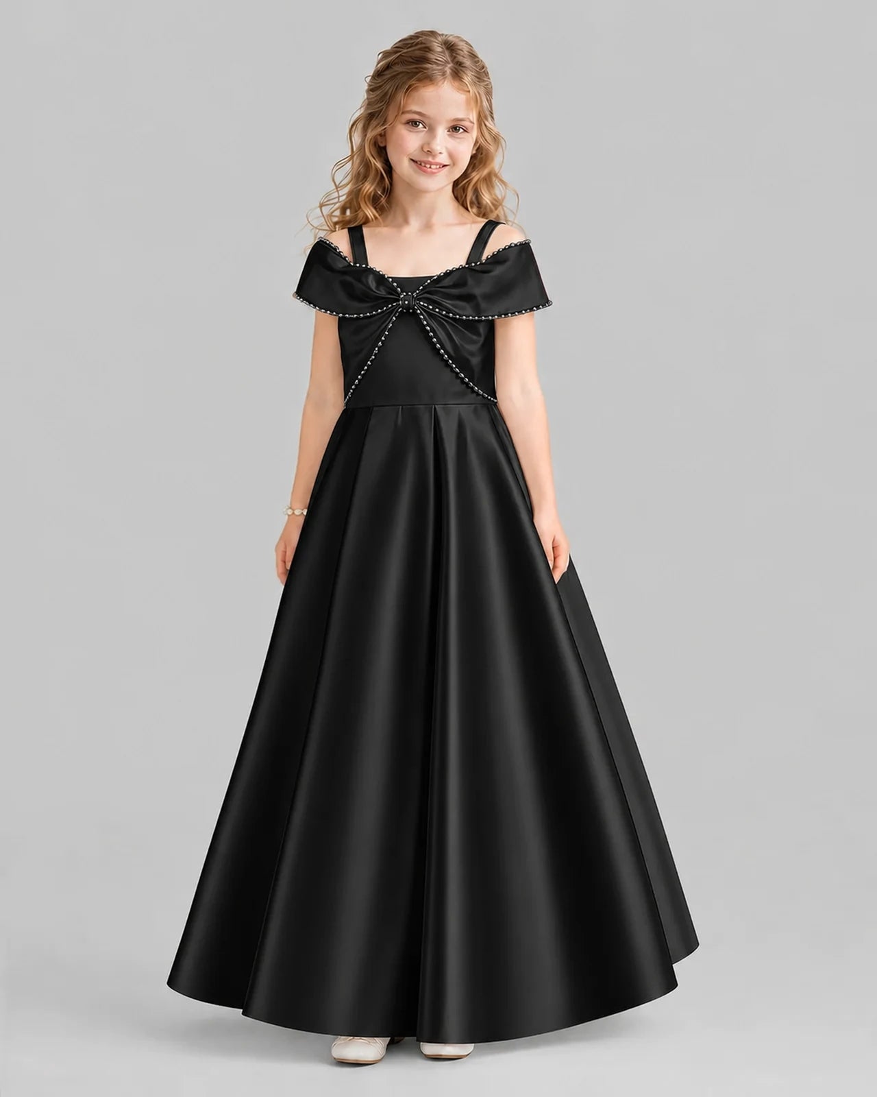 Black A-line Girls Formal Dresses Front