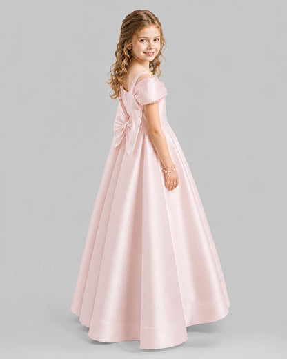 Blush Pink A-line Girls Formal Dresses Back