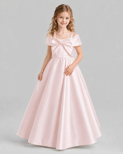Blush Pink A-line Girls Formal Dresses Pose