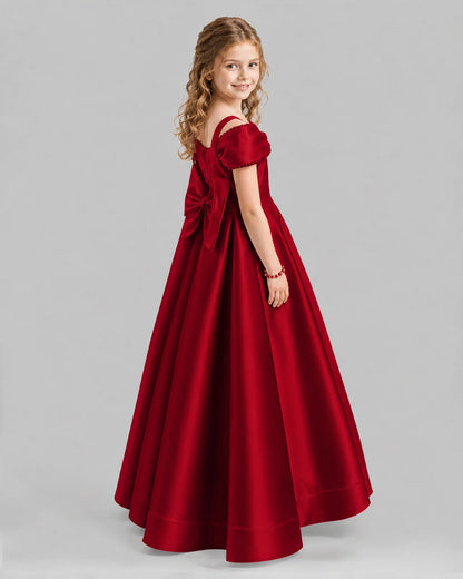 Burgundy A-line Girls Formal Dresses Back