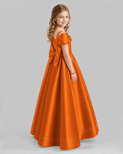 Burnt Orange A-line Girls Formal Dresses Back