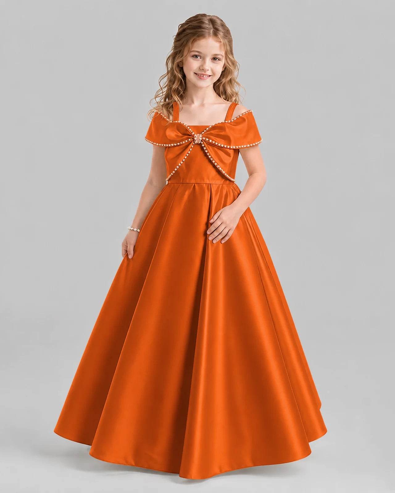 Burnt Orange A-line Girls Formal Dresses Pose