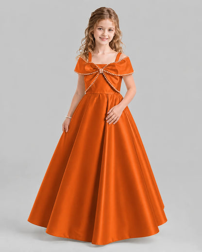 Burnt Orange A-line Girls Formal Dresses Pose