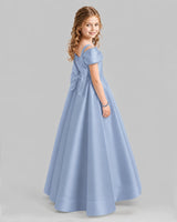 Dusty Blue A-line Girls Formal Dresses Back