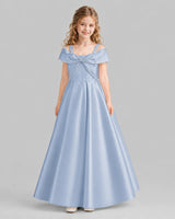 Dusty Blue A-line Girls Formal Dresses Front