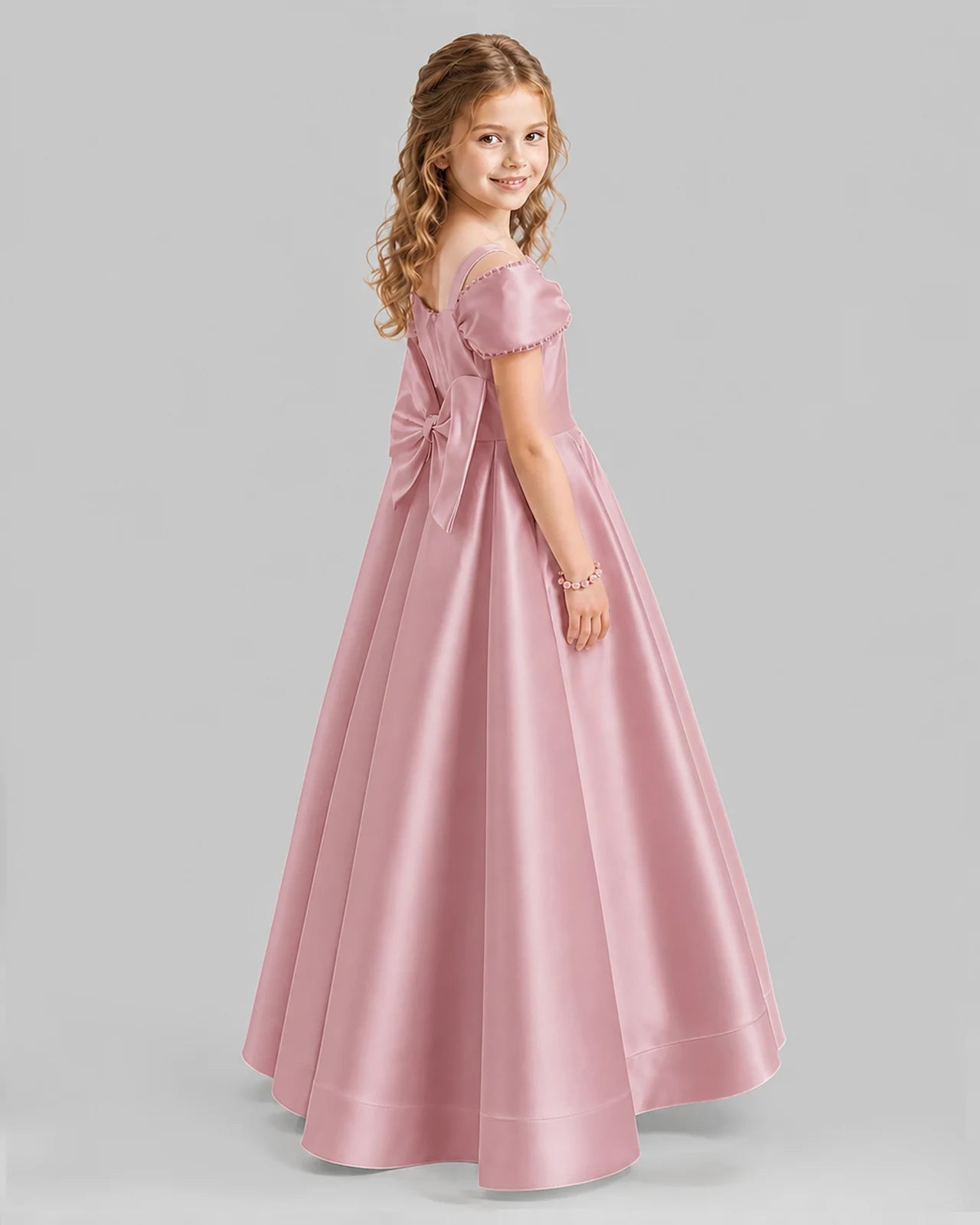 Dusty Rose A-line Girls Formal Dresses Back
