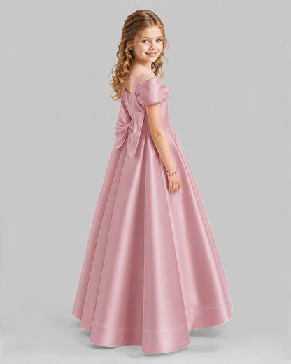 Dusty Rose A-line Girls Formal Dresses Back