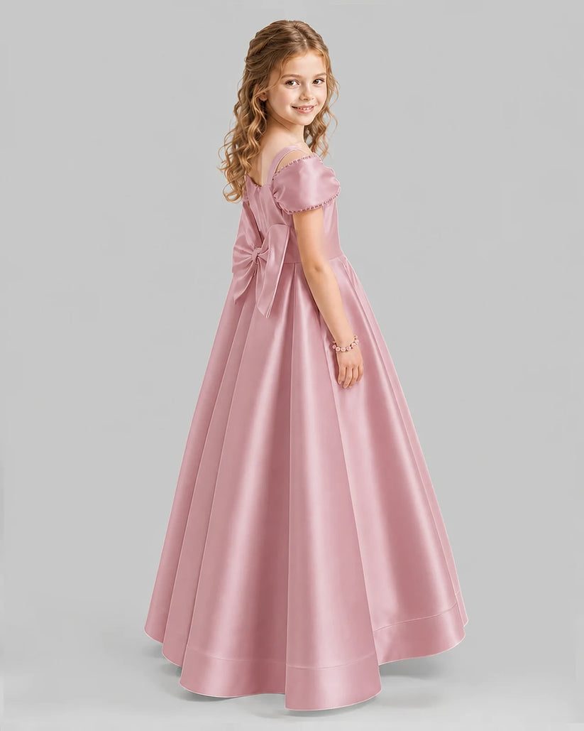 Dusty Rose A-line Girls Formal Dresses Back