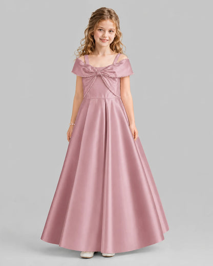 Dusty Rose A-line Girls Formal Dresses Front