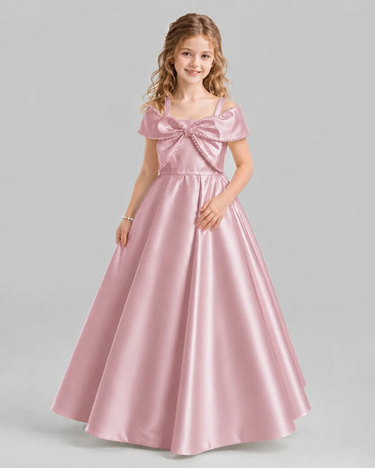 Dusty Rose A-line Girls Formal Dresses Pose