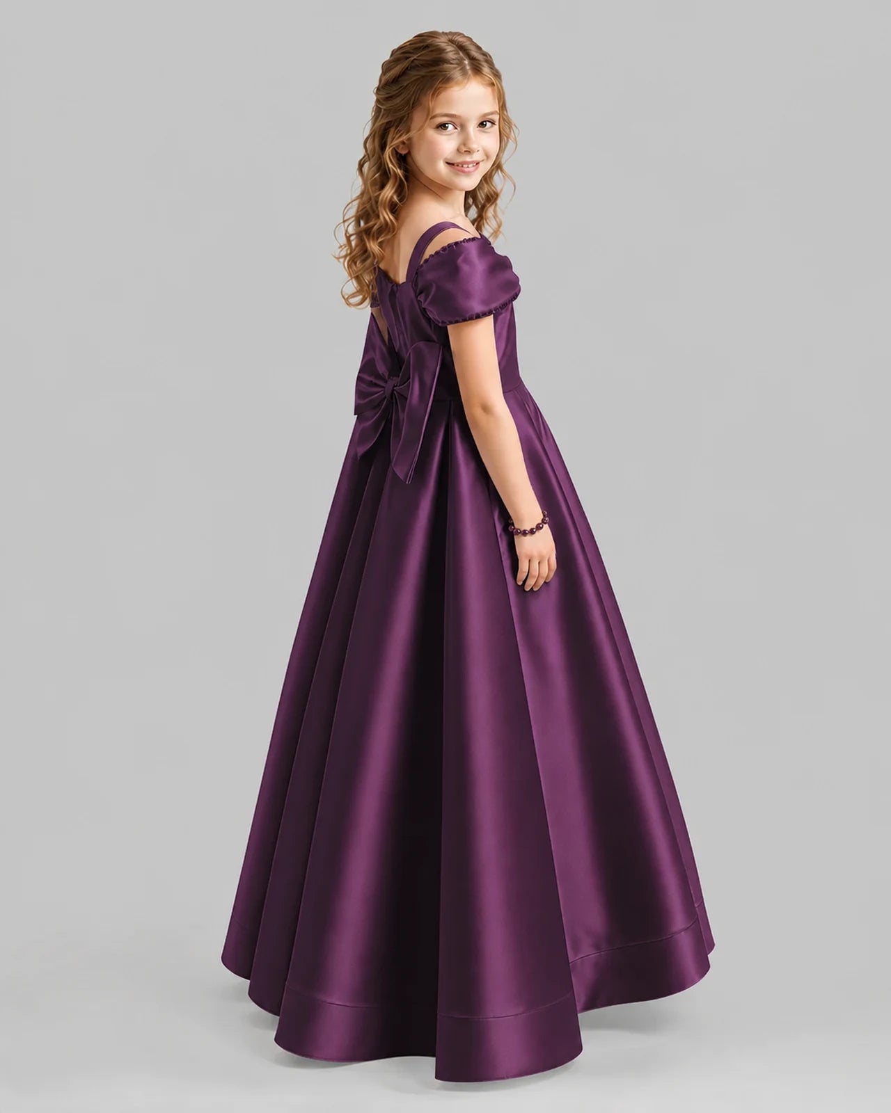 Grape A-line Girls Formal Dresses Back