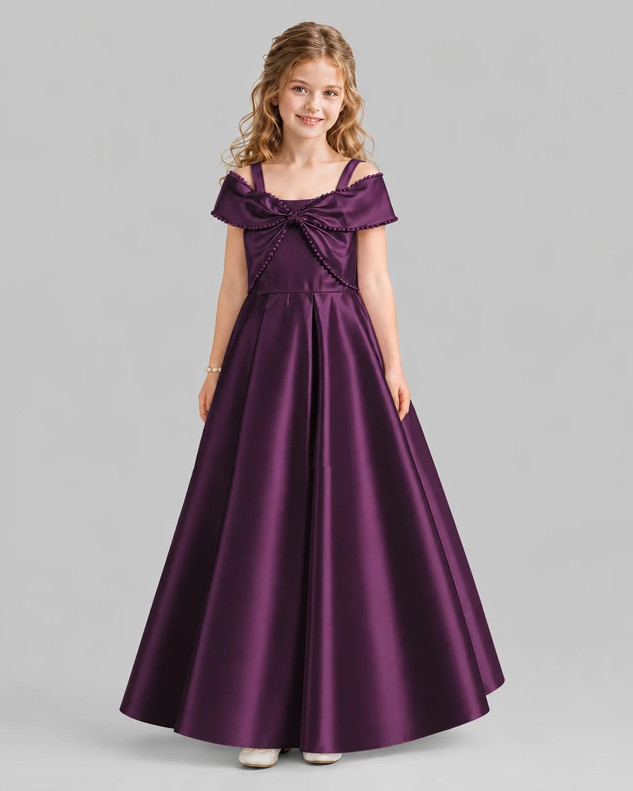 Grape A-line Girls Formal Dresses Front