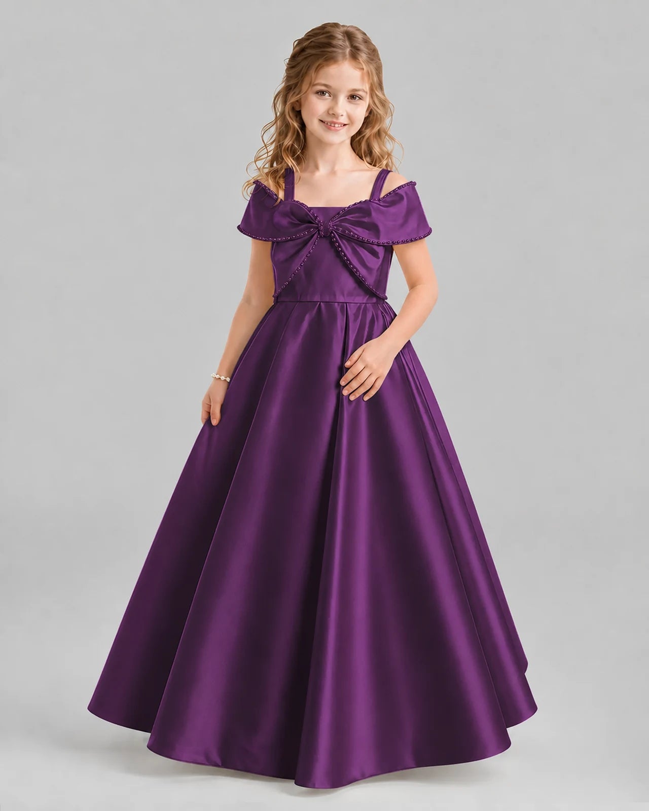 Grape A-line Girls Formal Dresses Pose