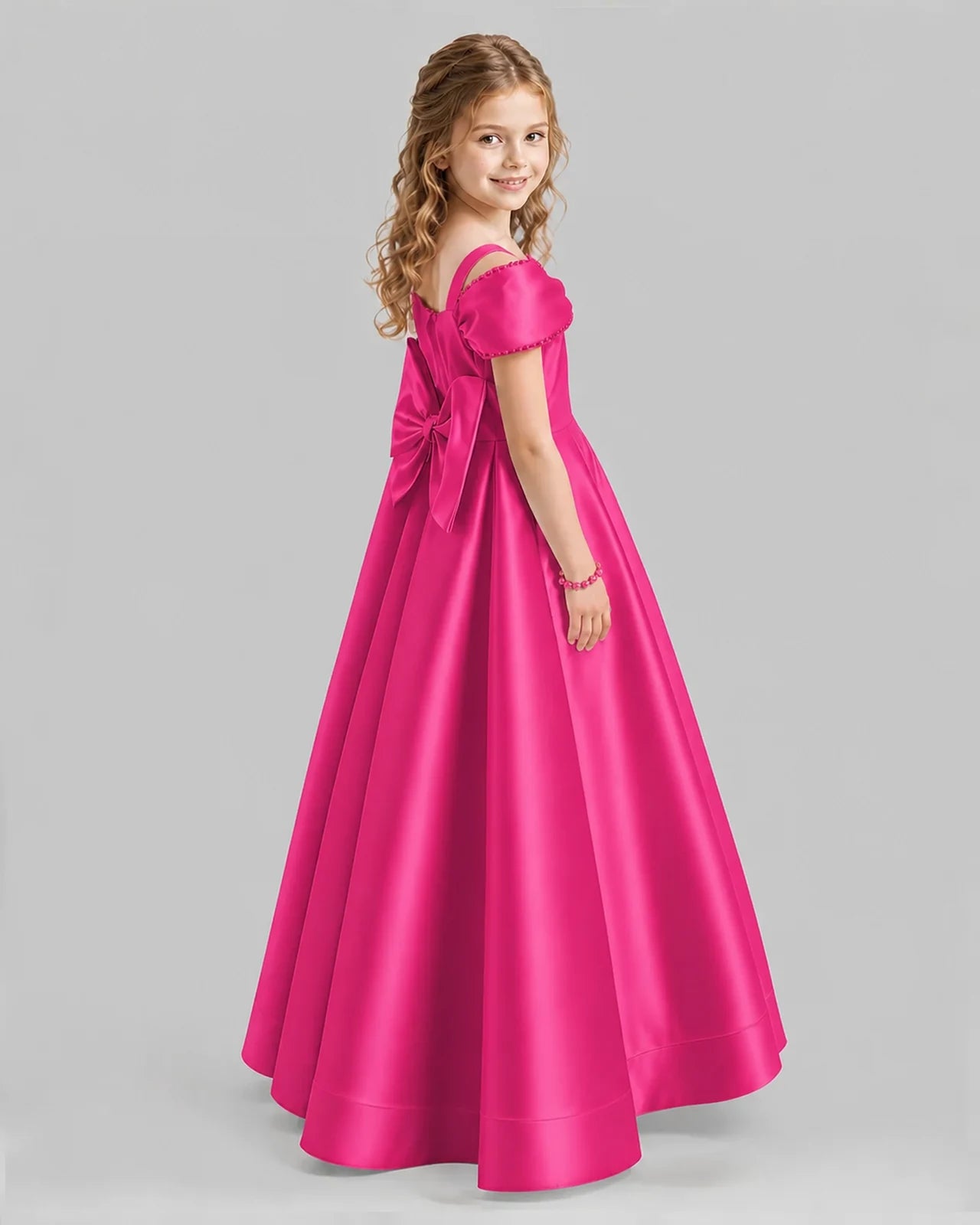 Hot Pink A-line Girls Formal Dresses Back
