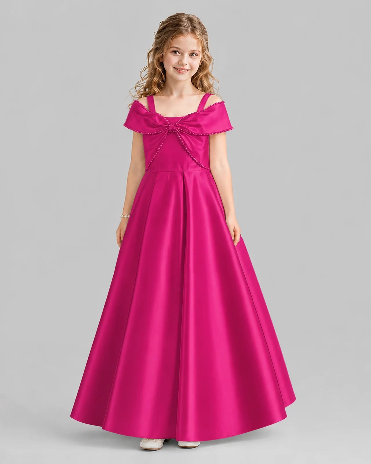 Hot Pink A-line Girls Formal Dresses Front