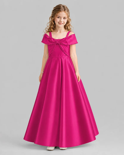 Hot Pink A-line Girls Formal Dresses Front
