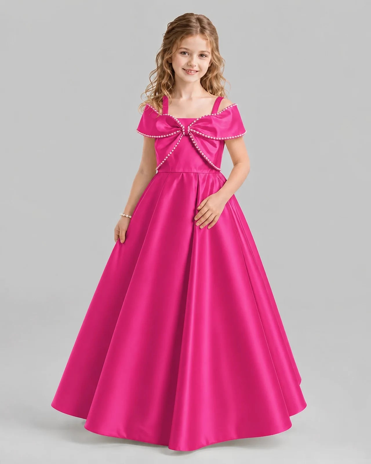 Hot Pink A-line Girls Formal Dresses Pose