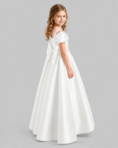 Ivory A-line Girls Formal Dresses Back
