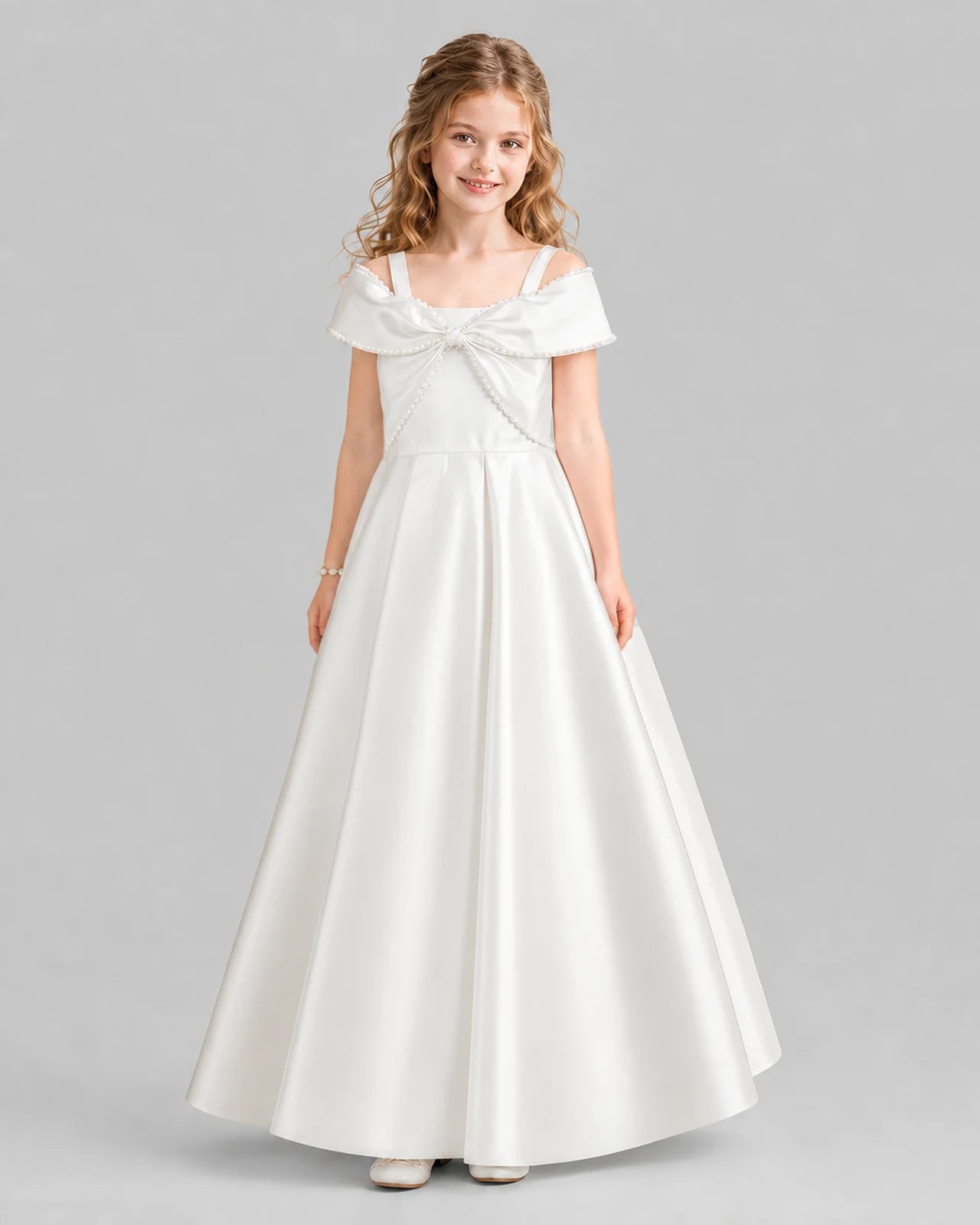Ivory A-line Girls Formal Dresses Front
