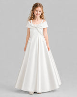 Ivory A-line Girls Formal Dresses Front
