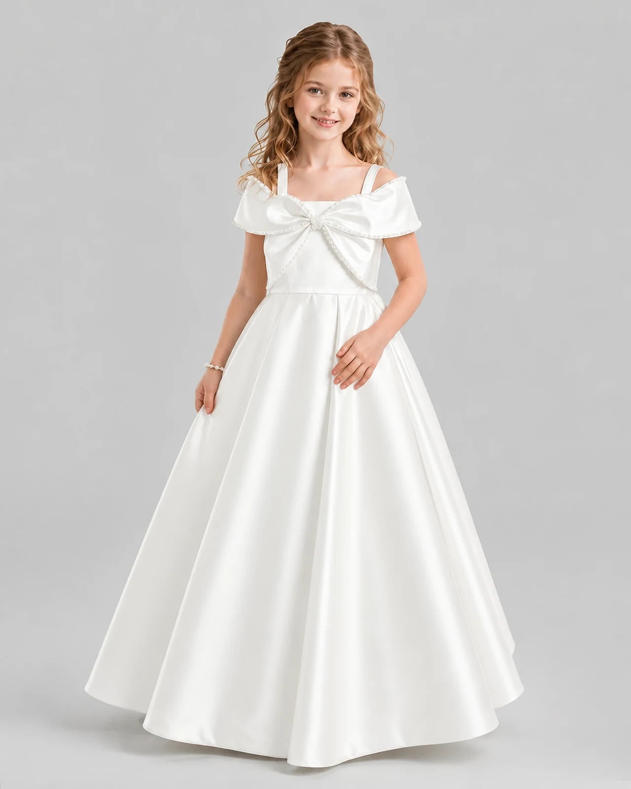 Ivory A-line Girls Formal Dresses Pose