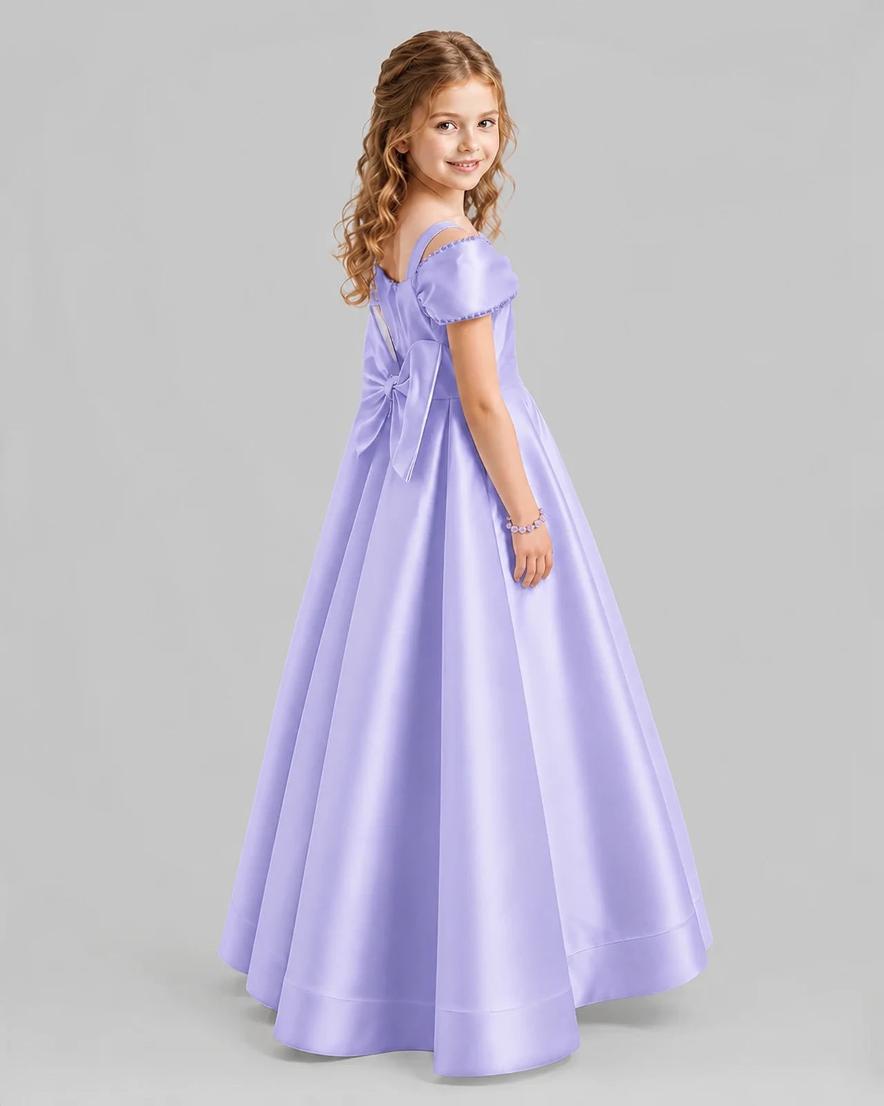 Lavender A-line Girls Formal Dresses Back