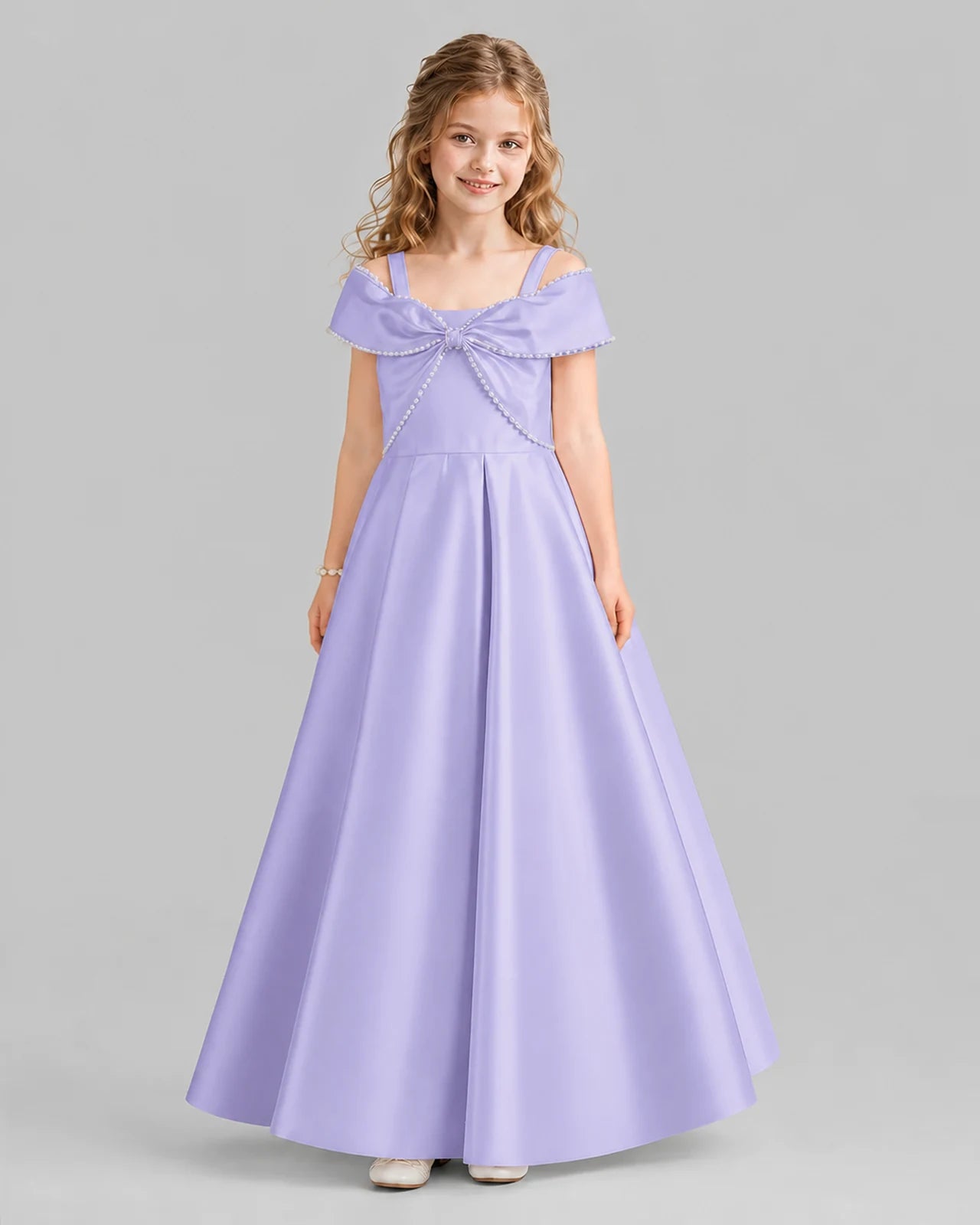 Lavender A-line Girls Formal Dresses Front