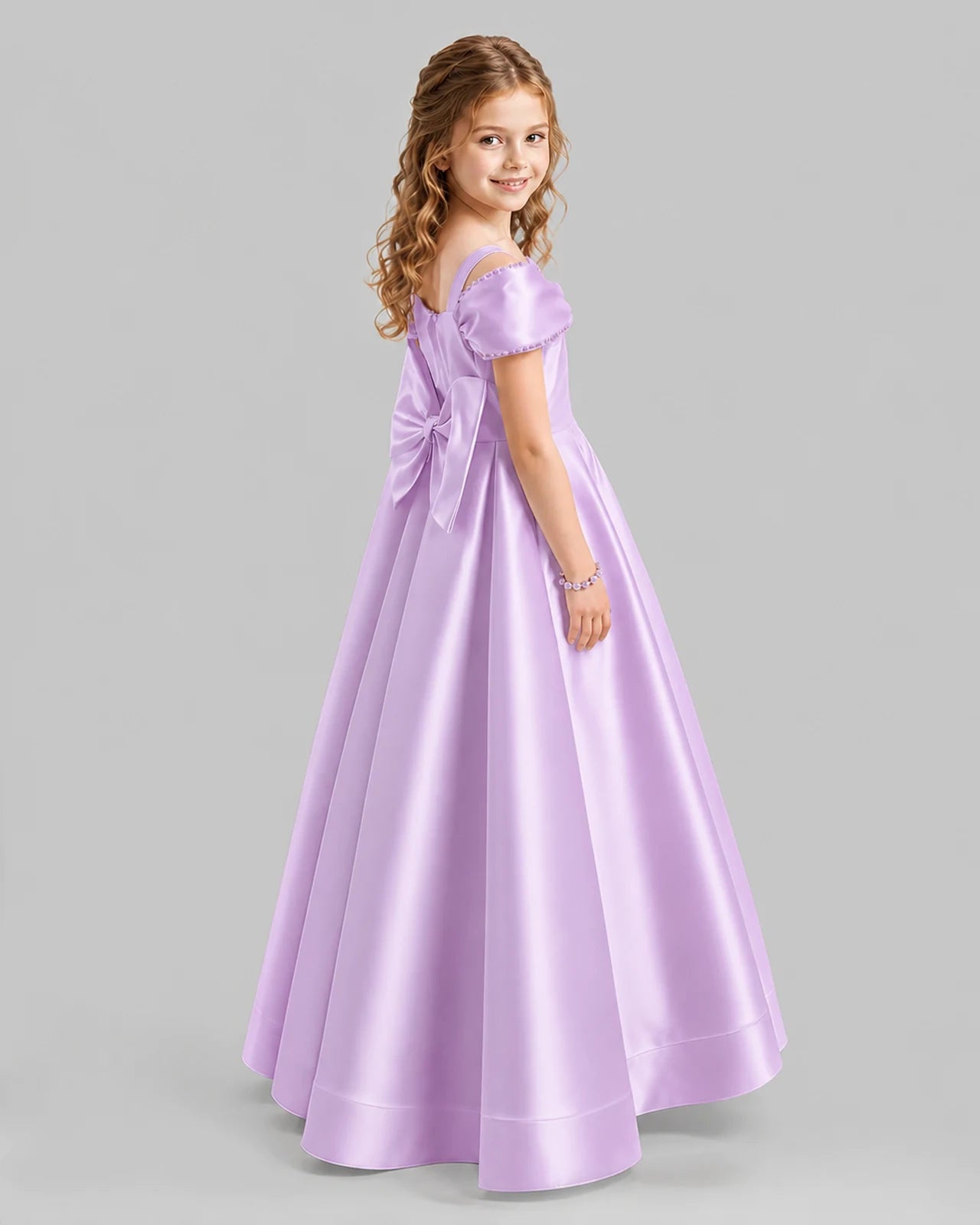 Lilac A-line Girls Formal Dresses Back