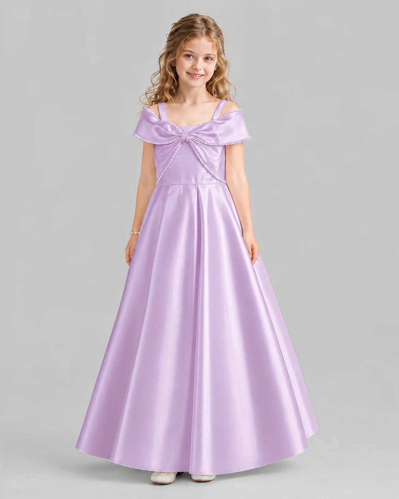 Lilac A-line Girls Formal Dresses Front