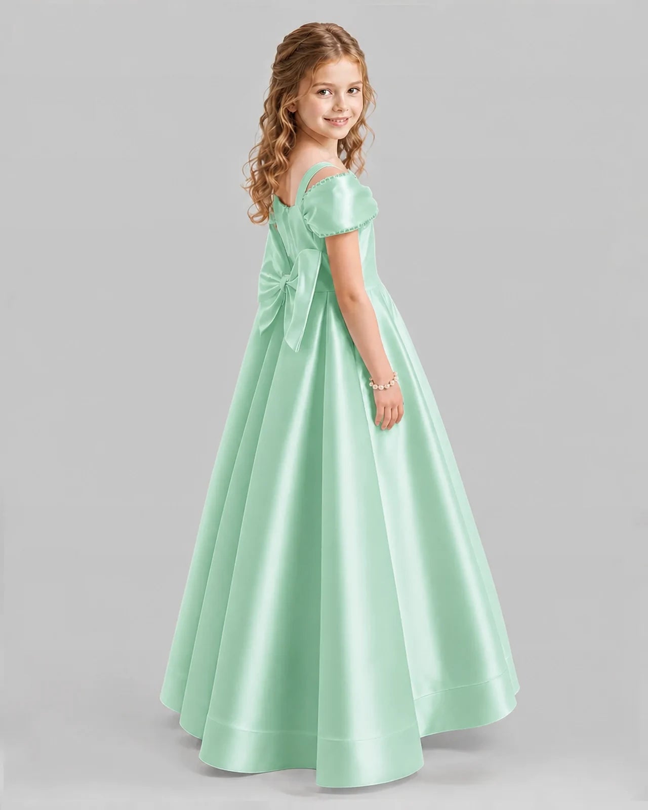 Mint Green A-line Girls Formal Dresses Back