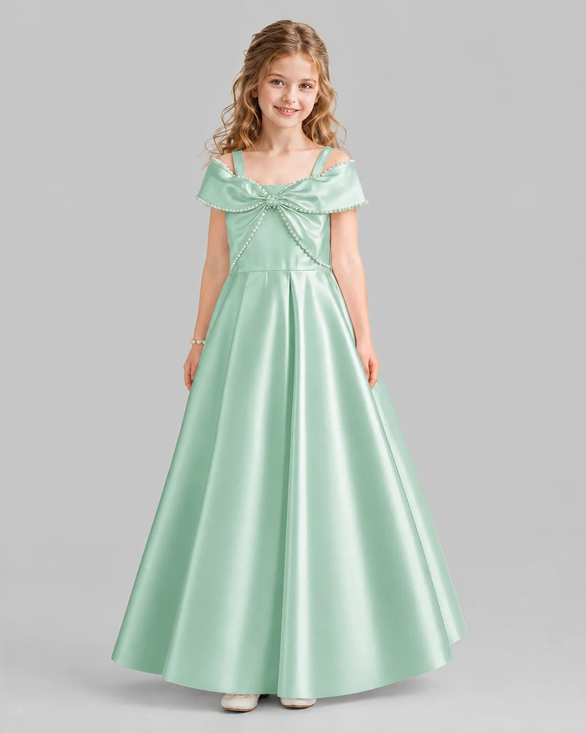 Mint Green A-line Girls Formal Dresses Front
