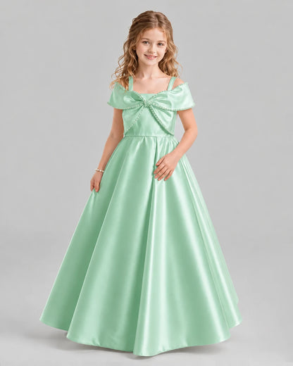 Mint Green A-line Girls Formal Dresses Pose