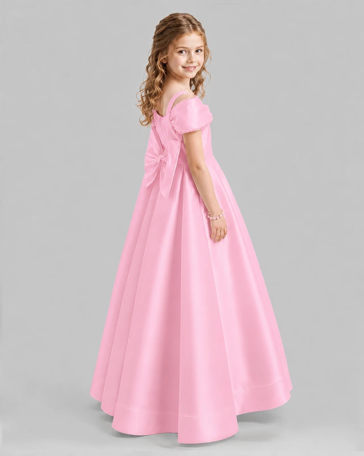 Pink A-line Girls Formal Dresses Back