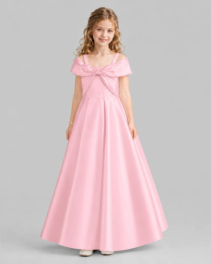 Pink A-line Girls Formal Dresses Front