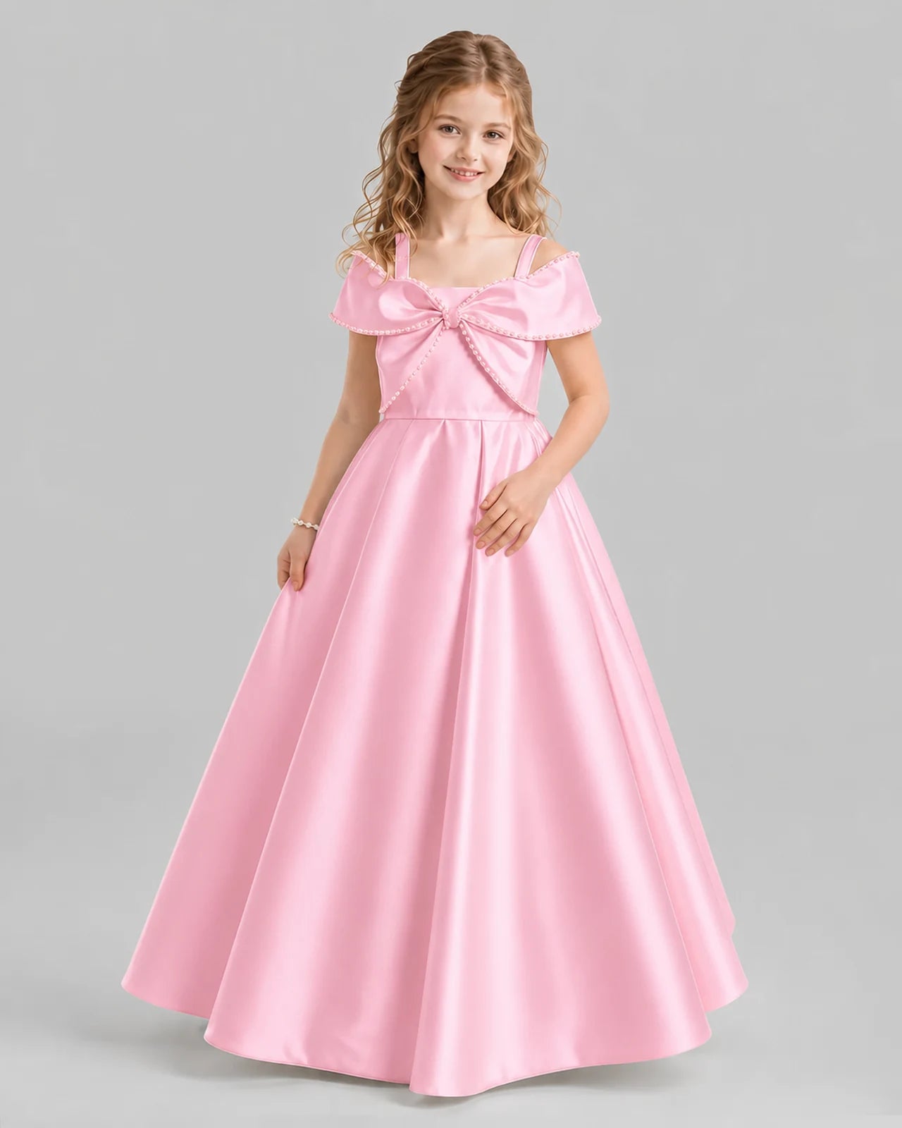 Pink A-line Girls Formal Dresses Pose