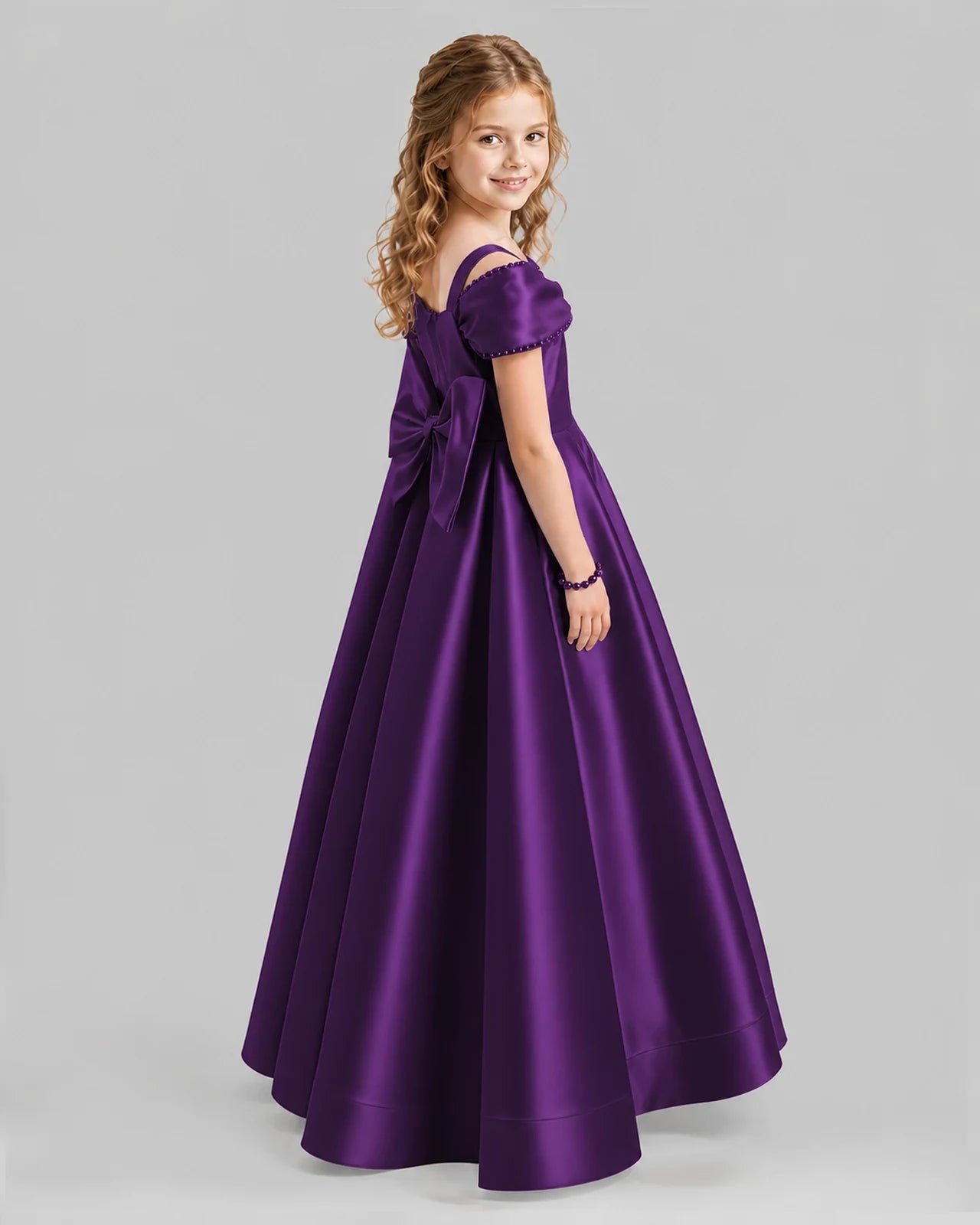 Purple A-line Girls Formal Dresses Back