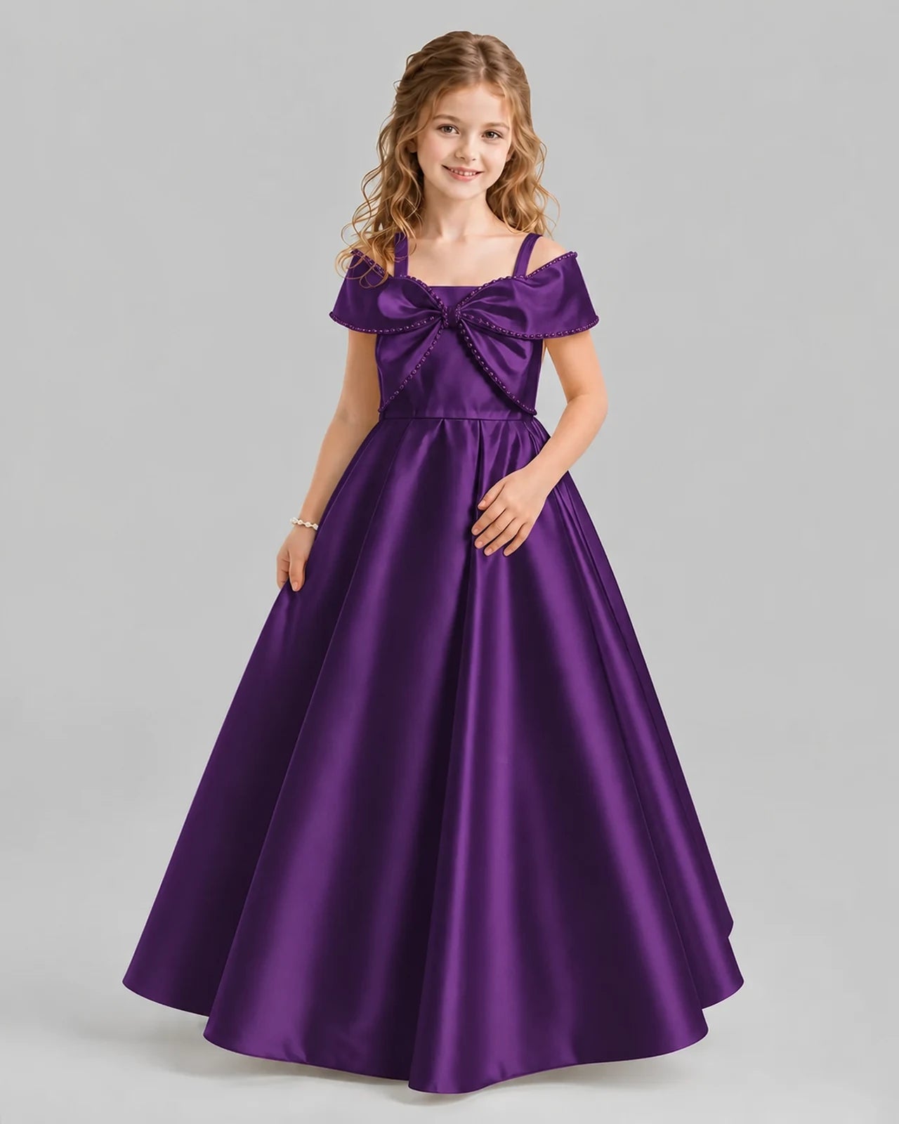 Purple A-line Girls Formal Dresses Pose